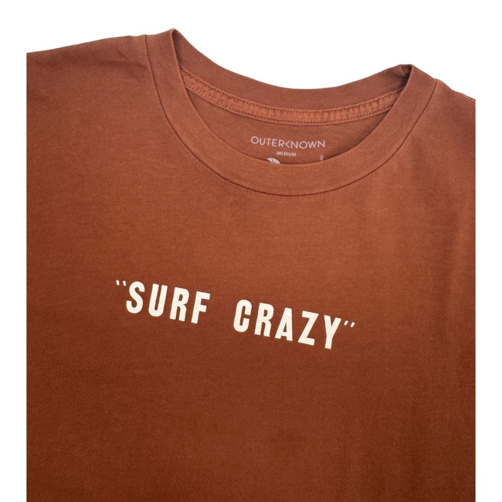 Outerknown Mens M T Shirt 'Surf Crazy' Graphic Orange Organic Cotton‎ New W/Tag